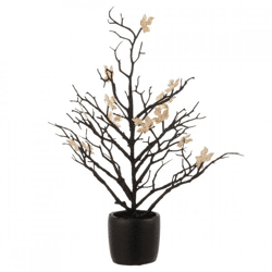 J-Line kunstboom in pot glitter zwart 43 cm