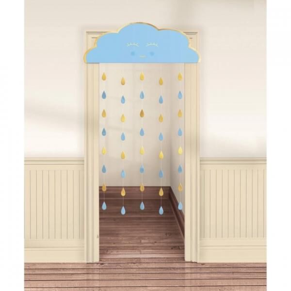 Türvorhang Baby-Dusche blau/gold 193 cm