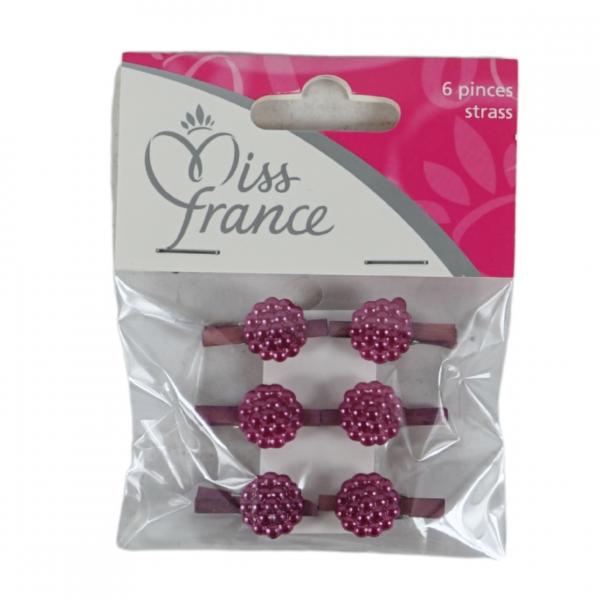 Miss France Dekoration Blume auf Clip lila 2,5 cm Satz von 6
