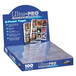 Premium Series 9-Pocket Silver Pages (100) for Standard Size Cards