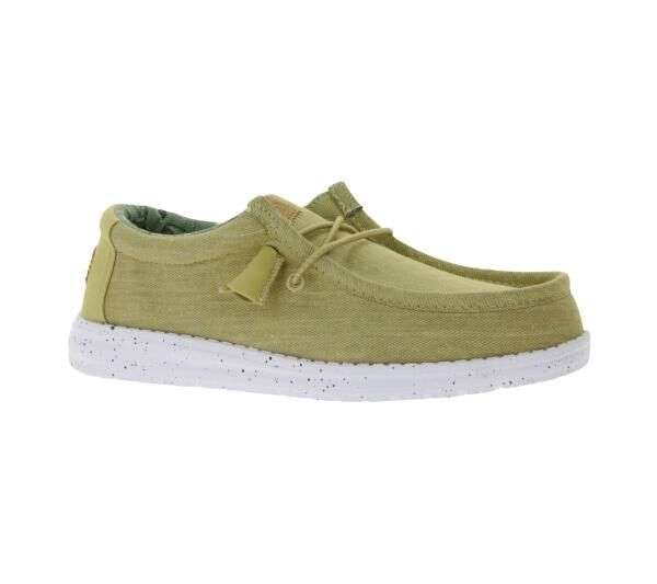 HEY DUDE Wally Washed Canvas Damen Schlupf-Schuhe im Mokassin-Style mit Wechselfu&szlig;bett 40296-267 Sand-Beige