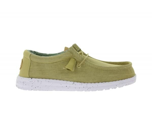 HEY DUDE Wally Washed Canvas Damen Schlupf-Schuhe im Mokassin-Style mit Wechselfu&szlig;bett 40296-267 Sand-Beige