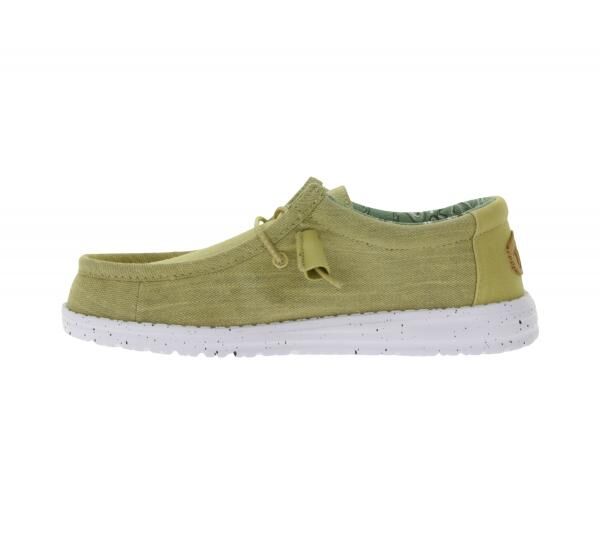 HEY DUDE Wally Washed Canvas Damen Schlupf-Schuhe im Mokassin-Style mit Wechselfu&szlig;bett 40296-267 Sand-Beige