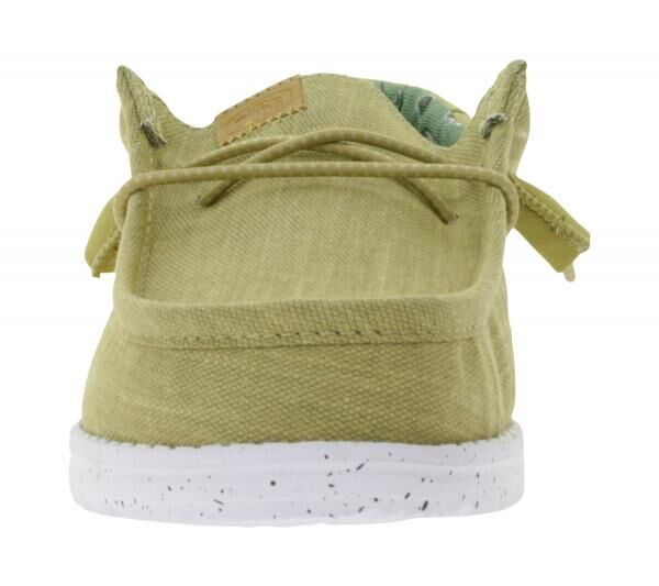 HEY DUDE Wally Washed Canvas Damen Schlupf-Schuhe im Mokassin-Style mit Wechselfu&szlig;bett 40296-267 Sand-Beige