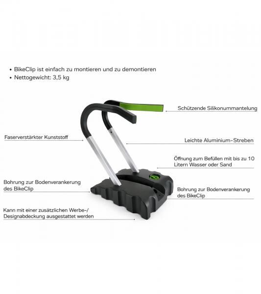 Mobiler BikeClip Essential Fahrrad-St&auml;nder Fahrradhalterung zum freistehenden Abstellen von Fahrr&auml;dern Rad-St&auml;nder 48,5x36x24cm Anthrazit