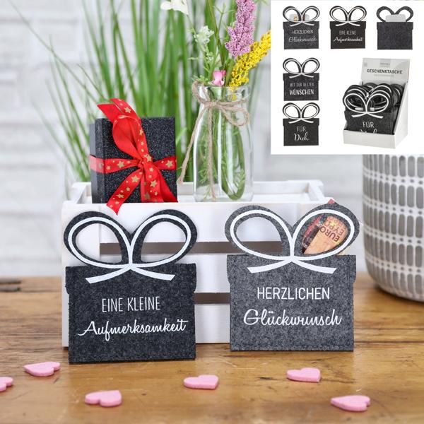 Geschenktasche Filz f&uuml;r Gutscheinkarten 4/s 