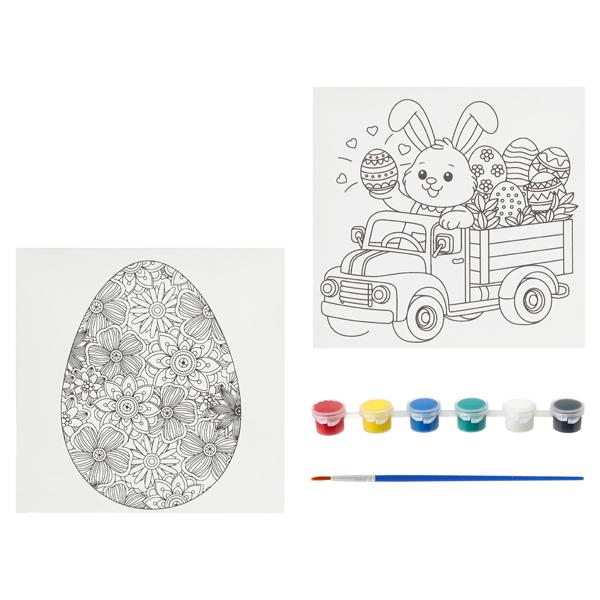 Malset Leinwand DIY Ostern, 8tlg, 2/s, ca.15x15cm