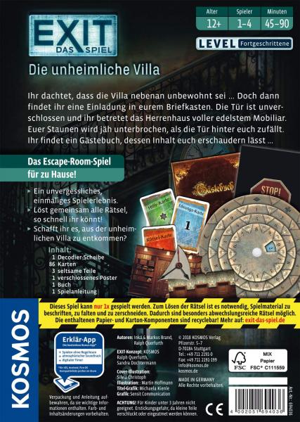 Kosmos 694036 - EXIT - Das Spiel: Die unheimliche Villa