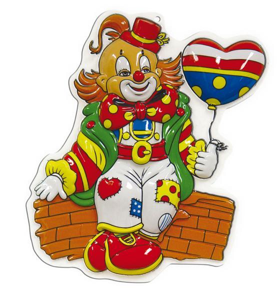 Wand-Deko Mini Clown auf Mauer - 40 cm