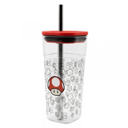Nintendo - Super Mario - Toad - Trinkbecher mit Edelstahl Strohhalm - 540 ml