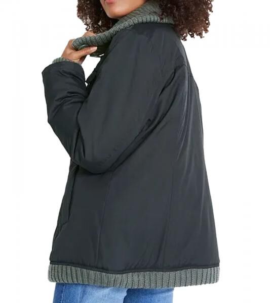  Damen Winter-Jacke mit Strick-Details stylische Outdoor-Jacke 955517 Schwarz