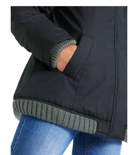  Damen Winter-Jacke mit Strick-Details stylische Outdoor-Jacke 955517 Schwarz