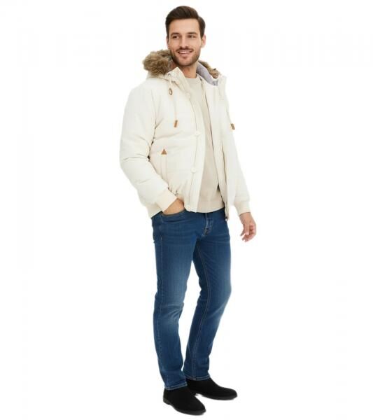 Herren Funktionsjacke mit Fellkapuze in Blousonform Outdoor-Jacke 967556 Beige