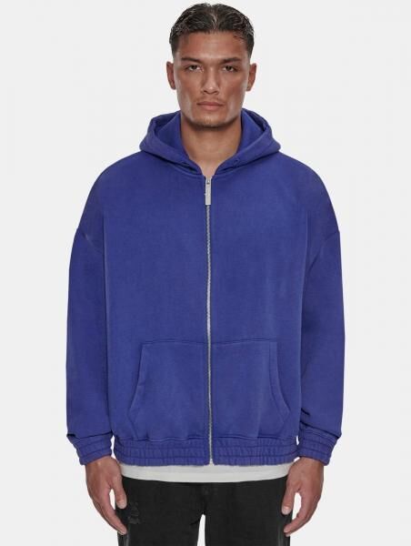 bequemer Dropsize Herren Hoodie Rei&szlig;verschluss Rippb&uuml;ndchen mit Baumwolle Blau
