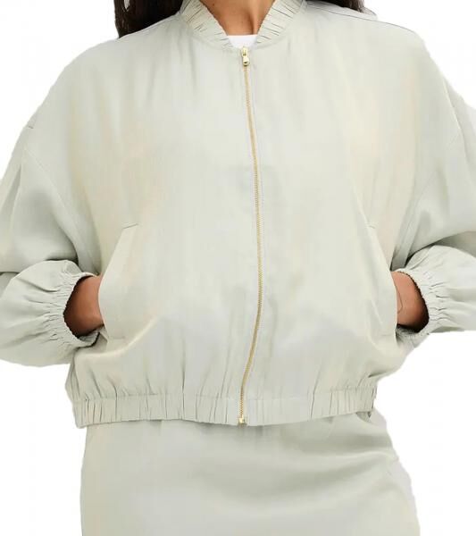 gl&auml;nzender Damen Blouson modische &Uuml;bergangs-Jacke Satin-Bomberjacke Oversized 913821 Mint/Gold