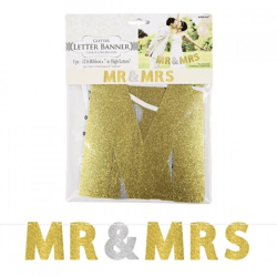 Buchstabengirlande Mr & Mrs gold/silber 365 cm