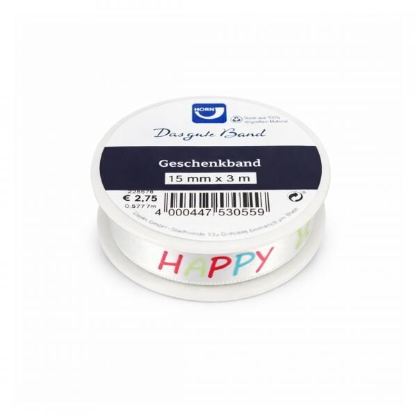 Horn Geschenkband Happy Birthday satin 3 m