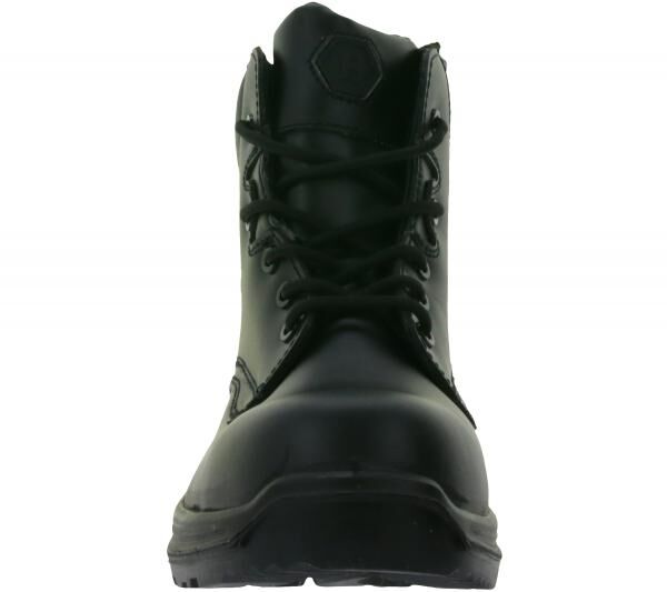 BLACKROCK Defender Damen wasserabweisende Sicherheits-Schuhe S3 aus Echtleder Arbeits-Stiefel mit HRO-Sohle Schn&uuml;r-Schuhe CF2408 Schwarz