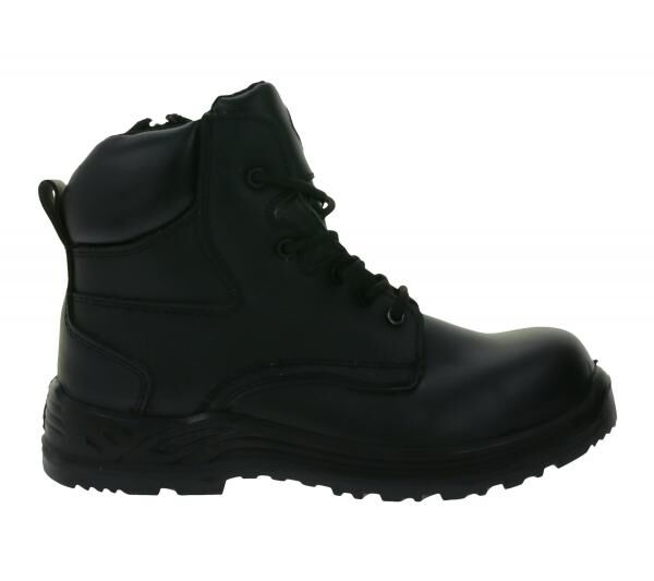 BLACKROCK Defender Damen wasserabweisende Sicherheits-Schuhe S3 aus Echtleder Arbeits-Stiefel mit HRO-Sohle Schn&uuml;r-Schuhe CF2408 Schwarz