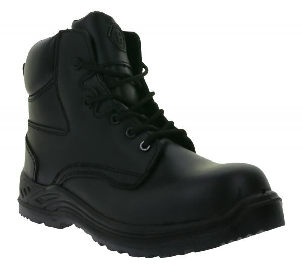 BLACKROCK Defender Damen wasserabweisende Sicherheits-Schuhe S3 aus Echtleder Arbeits-Stiefel mit HRO-Sohle Schn&uuml;r-Schuhe CF2408 Schwarz