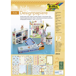 FOLIA - Designpapierblock KIDS 165g/m², DIN A4-12 Blatt, 12 Motive sortiert