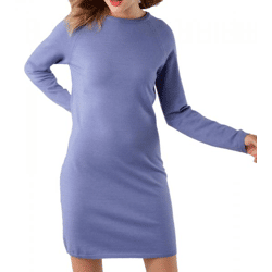 Tamaris Damen Midi-Kleid Sommer-Kleid modisches Langarm-Kleid 95920428 Blau