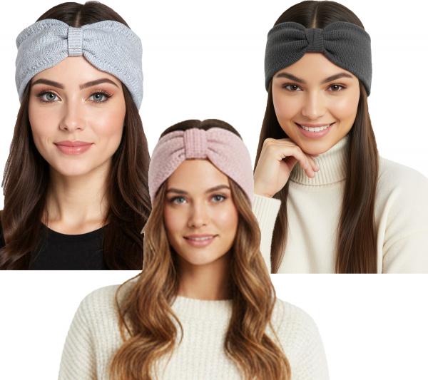 ZWILLINGSHERZ Strick-Stirnband Kaschmir-Stirnband Kopfbedeckung Feinstrick Winter-Stirnband Accessoire 8007 Hellgrau, Altrosa oder Dunkelgr