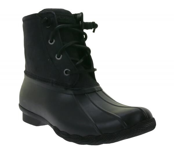 SPERRY Saltwater Damen Boots wasserdichte Stiefelette mit Echtleder und Wave-Siping-Technologie STS88108 Schwarz