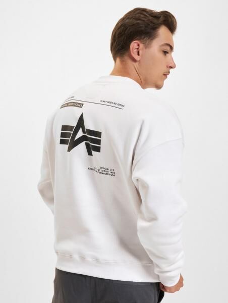 weiches Alpha Industries Herren Sweatshirt mit Baumwolle Wei&szlig;