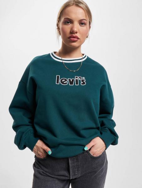 weiches LEVI&acute;S Damen Sweatshirt Rippb&uuml;ndchen mit Baumwolle Petrol-Blau