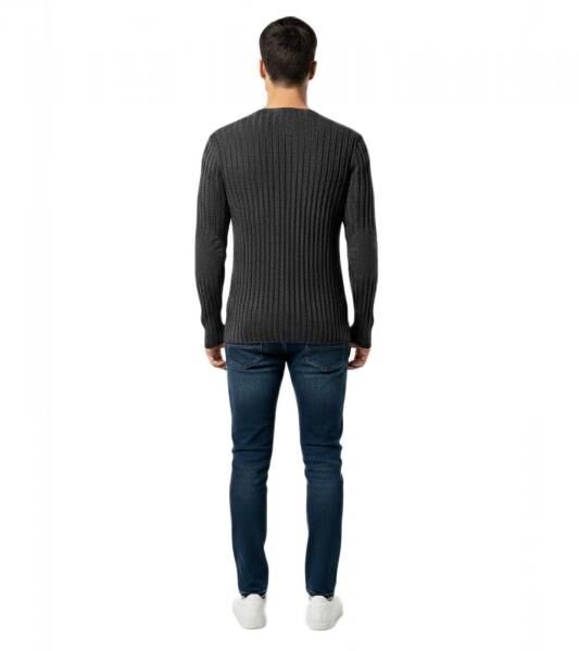 Modern, slim-fit men's fine-knit sweater with a V-neck, 3174, Black
