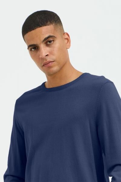 klassischer BLEND Herren Feinstrickpullover mit Rundhals Strickpullover 20717260-194024 Blau