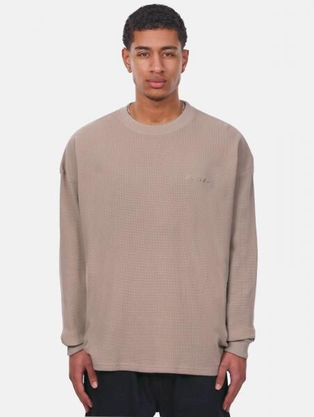 bequemes Dropsize Herren Sweatshirt Rippb&uuml;ndchen Oversize mit Baumwolle Beige