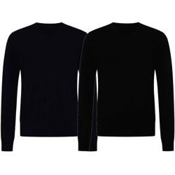 KKS STUDIOS Herren V-Neck Pullover aus 100% Kaschmir Sweater KK2350 Navy oder Schwarz