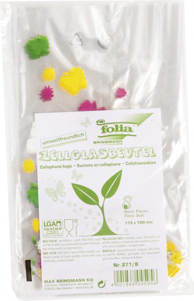 FOLIA - Zellglasbeutel mit Frühjahrsdruck-115x190mm, 8 Stück