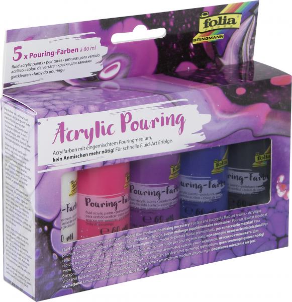 FOLIA - Acrylic Pouring-Farben - INTENSIV-5 Farben sortiert à 60ml