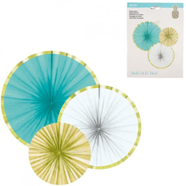 Dekoration Fan Party Ananas Papier 35 cm Satz von 3