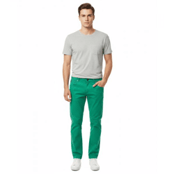 Men's Regular-Fit Chino Pants, Classic Fabric Pants, Casual Business Chinos 7551 Green