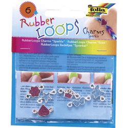 FOLIA - Rubber Loops Charms SPARKLE-6 Stück, 2-farbig sortiert