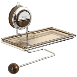 VeloraLuxe Suction Cup Toilet Paper Holder with Shelf - Brown Model - no drill