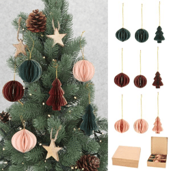 Honeycomb Christmas Ornaments in a Display Box, Set of 9