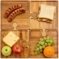 PuzzleTray – Serviertablett-Set aus Akazienholz, Großhandel, ineinandergreifende Tabletts