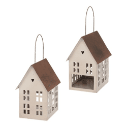Haus, Metall, creme, ca. 14x17cm