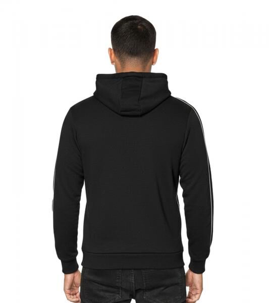 Trendiger Hoodie f&uuml;r Herren mit plakativem Frontprint Kapuzen-Pullover mit K&auml;ngurutasche Sweater 19138 Schwarz