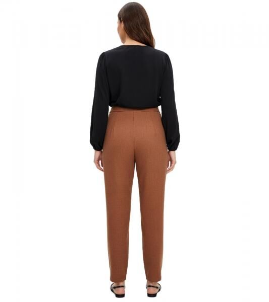 bequeme Damen Bundfalten-Hose in Woll-Optik Loose Fit Freizeit-Hose 923572 Braun