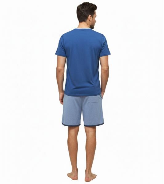 leichter SCOTCH & SODA Herren Pyjama 2-teiliges Shorty-Set mit Baumwolle kurzer Schlafanzug SSSP25M206083-410 Blau