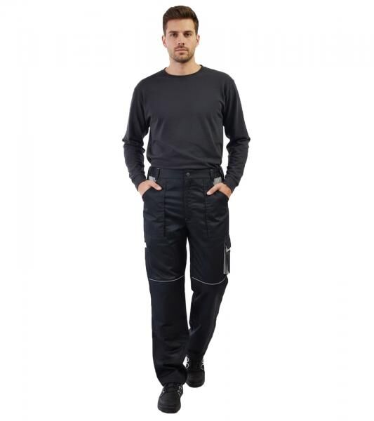 gef&uuml;tterte PUREWORK Herren Arbeits-Hose mit 6 Taschen Oeko-Tex zertifizierte Thermo-Hose Garten-Hose 8659861 Schwarz/Grau