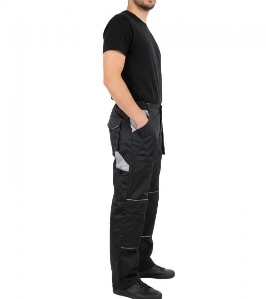 gef&uuml;tterte PUREWORK Herren Arbeits-Hose mit 6 Taschen Oeko-Tex zertifizierte Thermo-Hose Garten-Hose 8659861 Schwarz/Grau