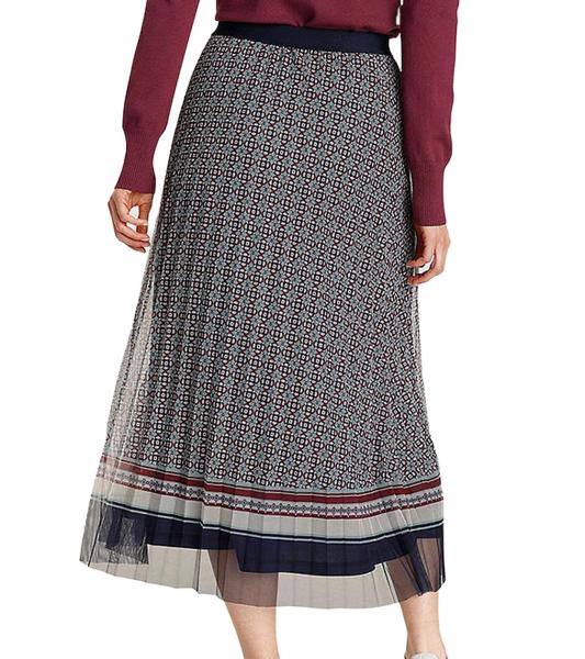 DELMAO Damen Rock stylischer Maxi-Rock Plissee-Rock mit Falten 60748663 Blau/Rot