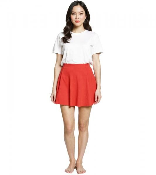 COURSE Damen Mini-Rock Jersey-Rock mit Gummizug ausgestellter Sommer-Rock Rot
